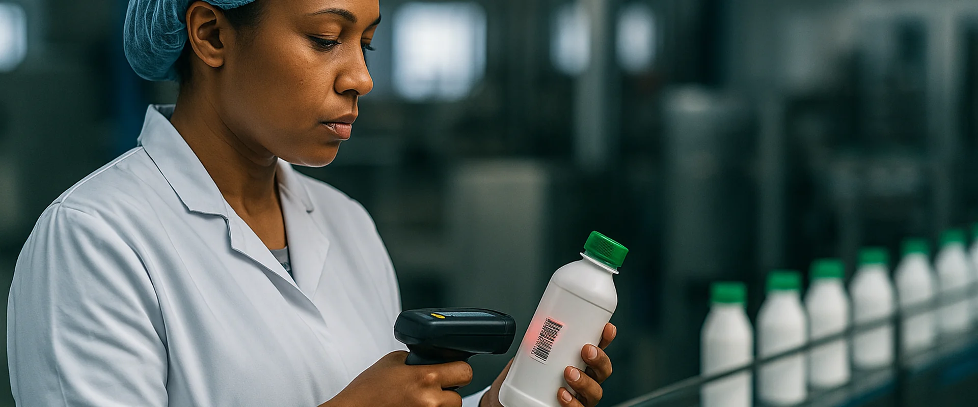 Inspector verifying product authenticity in a Kenyan factory